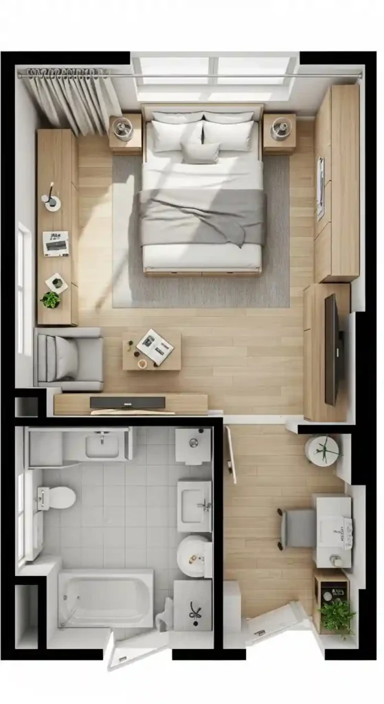 11. Studio Apartment Bedroom Plan
