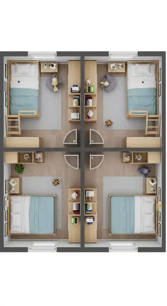 6. Kids’ Shared Bedroom Floor Plan