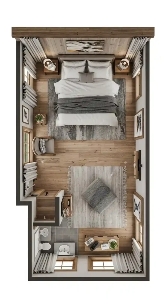 8. Rustic Cabin-Style Floor Plan